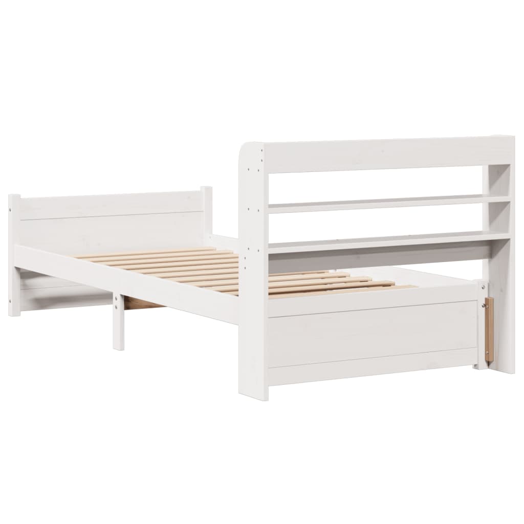 Bedframe met hoofdeinde zonder matras 100x200 cm wit