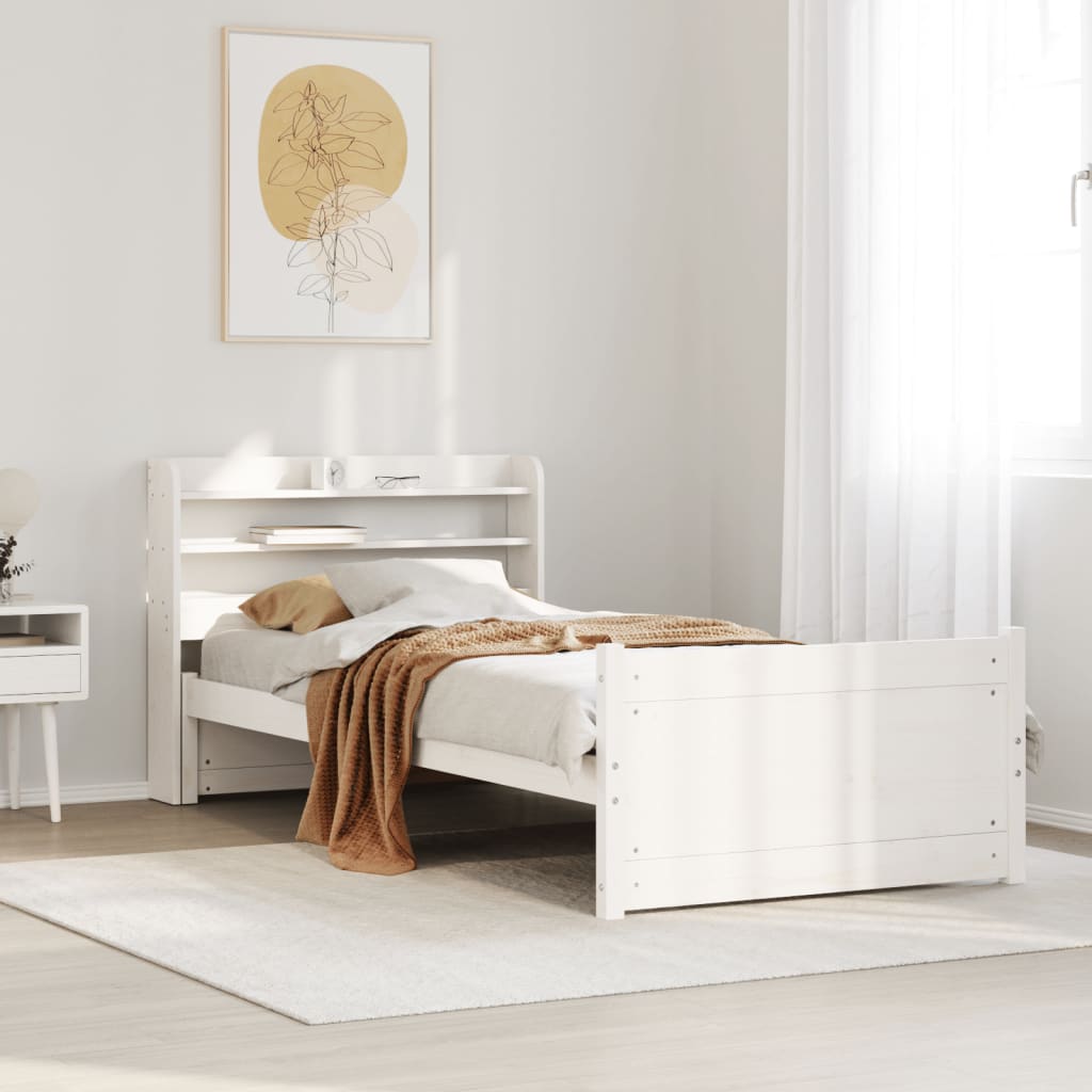 Bedframe met hoofdeinde zonder matras 100x200 cm wit