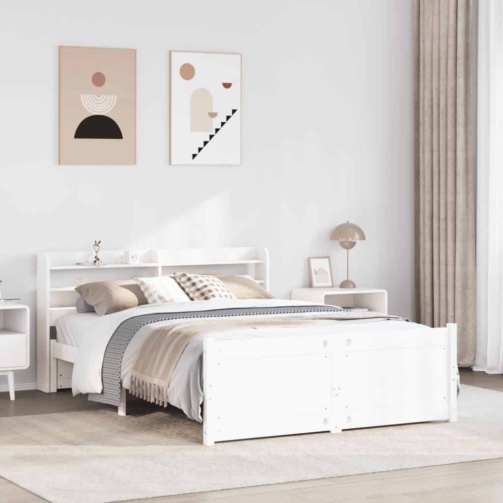 Bedframe met hoofdeinde zonder matras 120x200 cm wit is nu te koop bij PeponiXL, paradijselijk wonen!