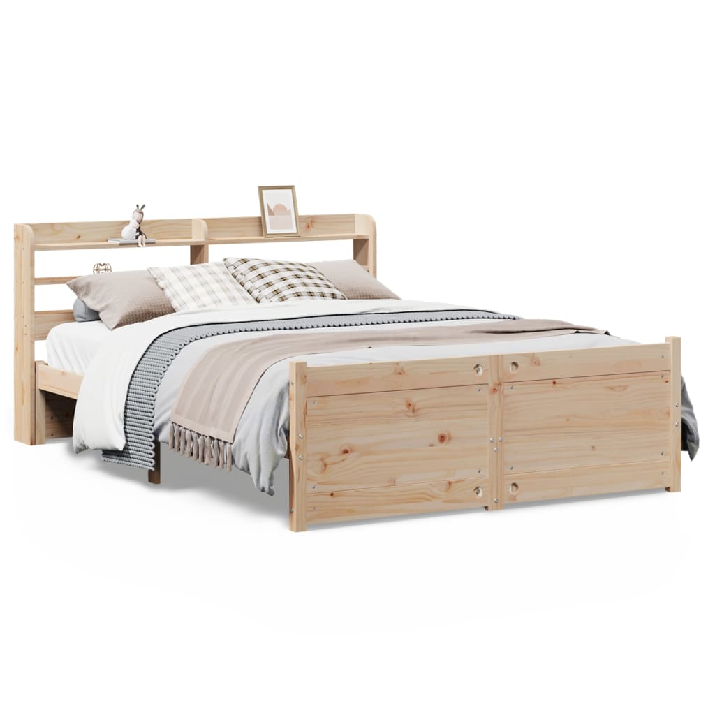Bedframe met hoofdbord massief grenenhout wit 140x200 cm is nu te koop bij PeponiXL, paradijselijk wonen!