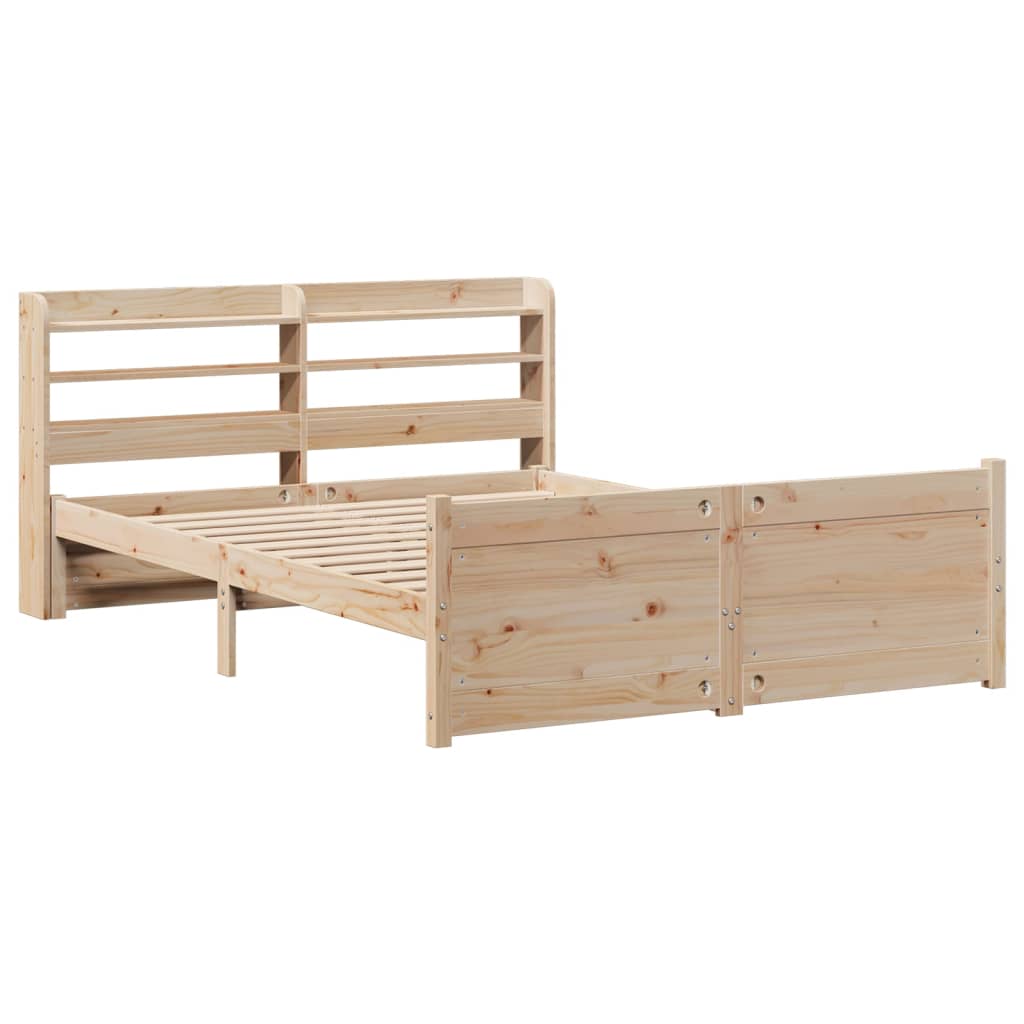 Bedframe met hoofdbord massief grenenhout wit 140x200 cm is nu te koop bij PeponiXL, paradijselijk wonen!