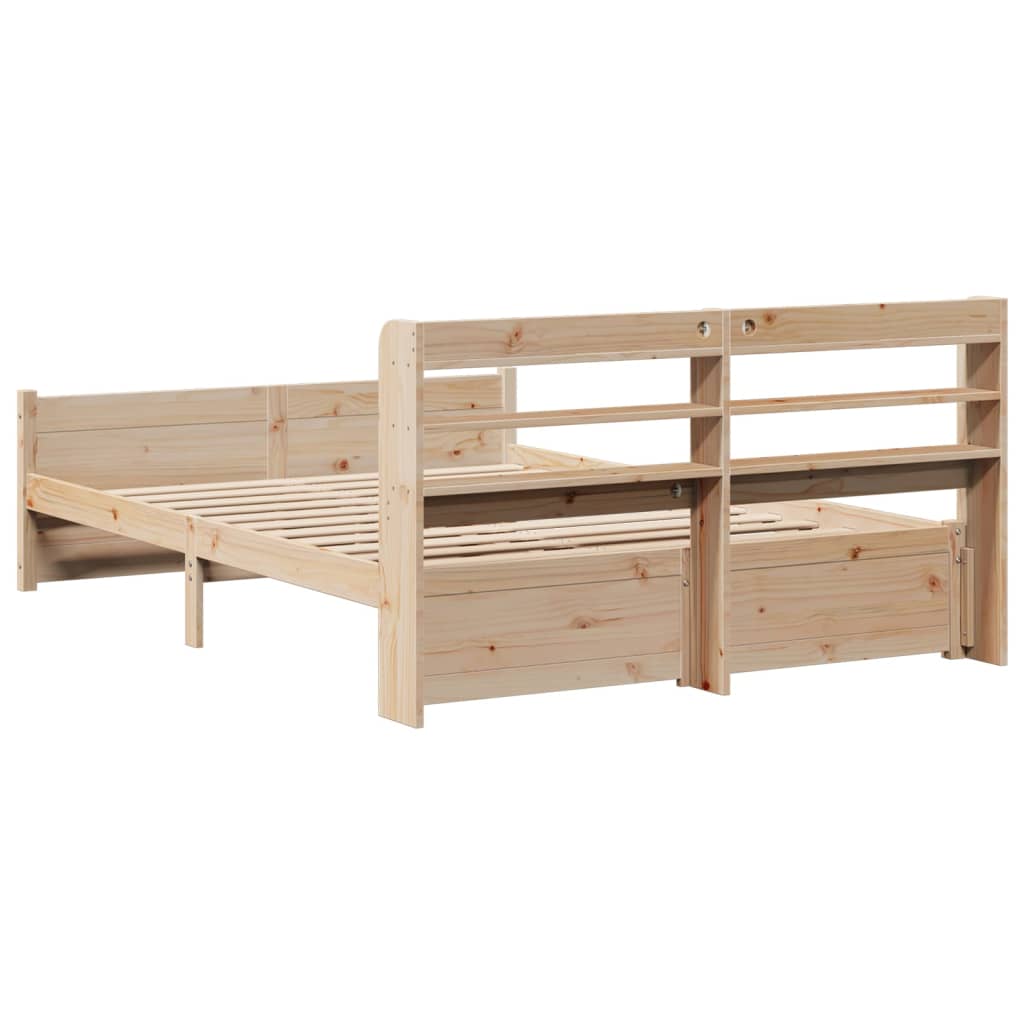 Bedframe met hoofdbord massief grenenhout wit 140x200 cm is nu te koop bij PeponiXL, paradijselijk wonen!