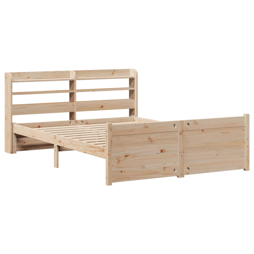 Bedframe met hoofdbord massief grenenhout 150x200 cm is nu te koop bij PeponiXL, paradijselijk wonen!