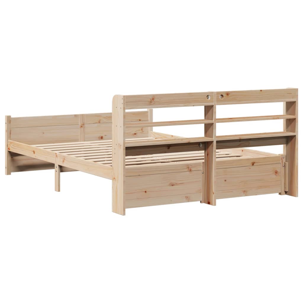 Bedframe met hoofdbord massief grenenhout 150x200 cm is nu te koop bij PeponiXL, paradijselijk wonen!