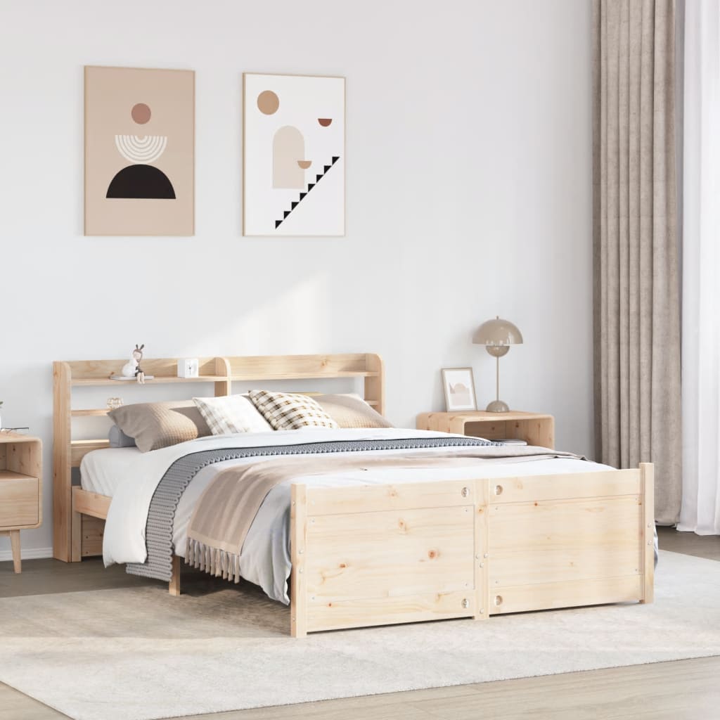 Bedframe met hoofdbord massief grenenhout 150x200 cm is nu te koop bij PeponiXL, paradijselijk wonen!