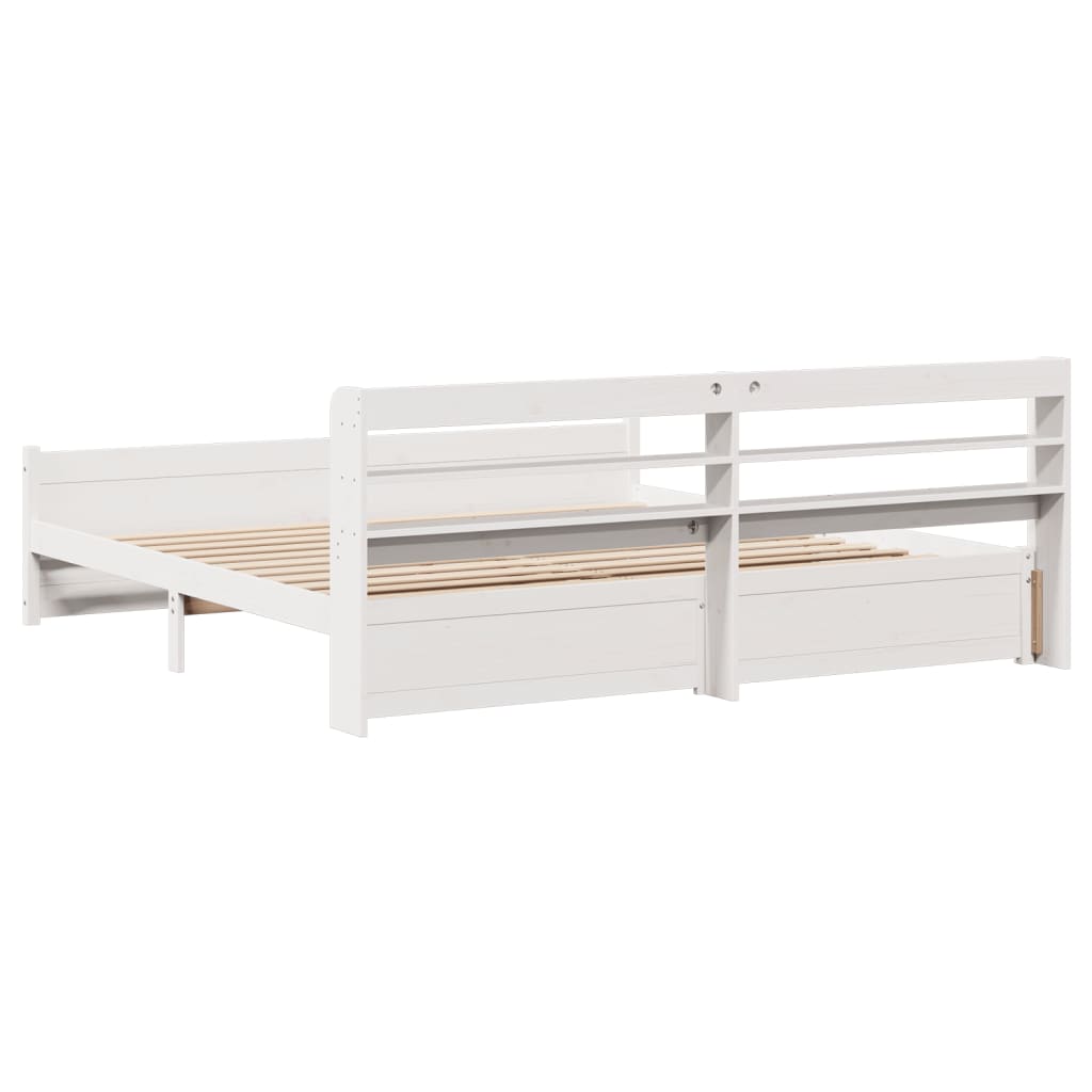Bedframe met hoofdeinde zonder matras 180x200 cm wit is nu te koop bij PeponiXL, paradijselijk wonen!