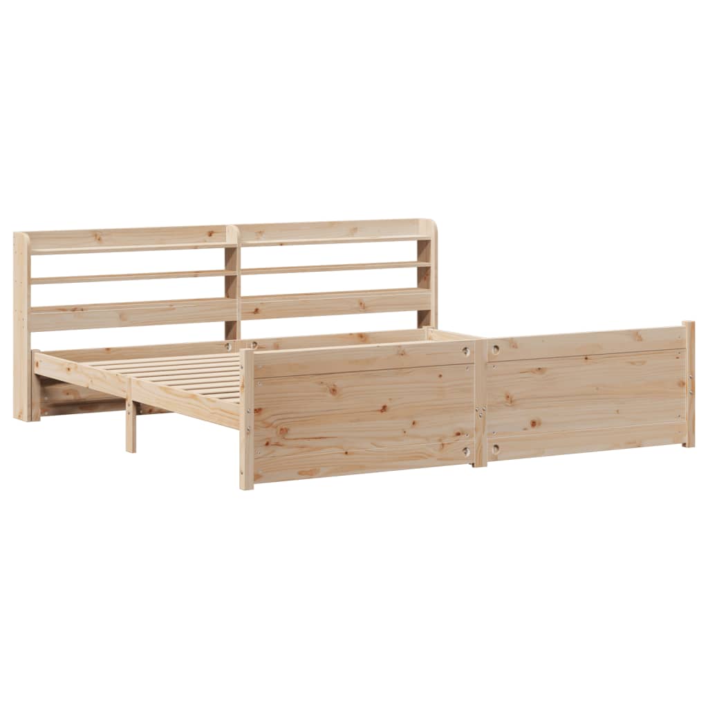 Bedframe met hoofdbord massief grenenhout 200x200 cm is nu te koop bij PeponiXL, paradijselijk wonen!