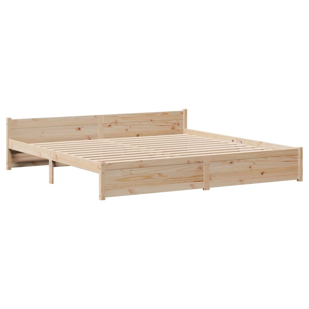 Bedframe met hoofdbord massief grenenhout 200x200 cm is nu te koop bij PeponiXL, paradijselijk wonen!