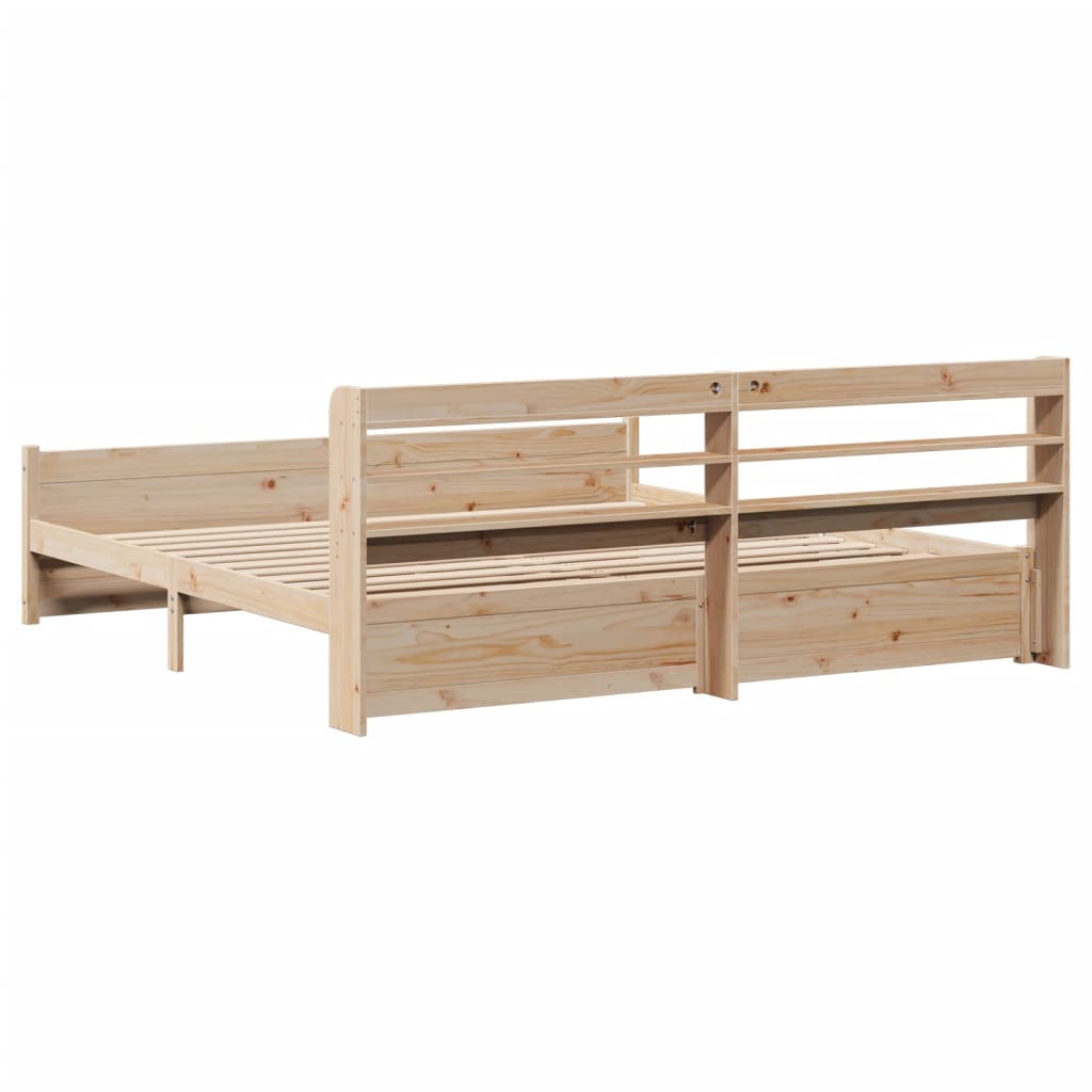 Bedframe met hoofdbord massief grenenhout 200x200 cm is nu te koop bij PeponiXL, paradijselijk wonen!