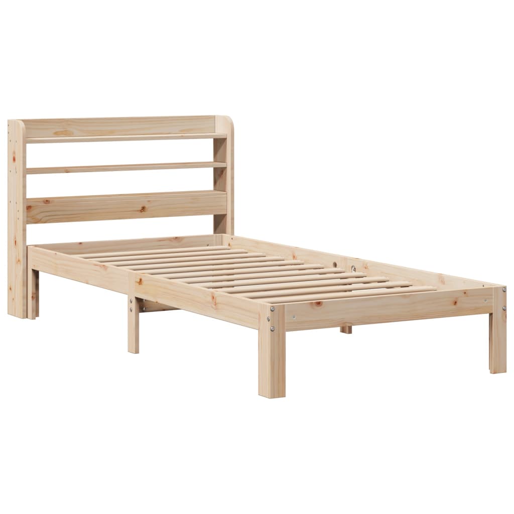 Bedframe met hoofdbord massief grenenhout 75x190 cm