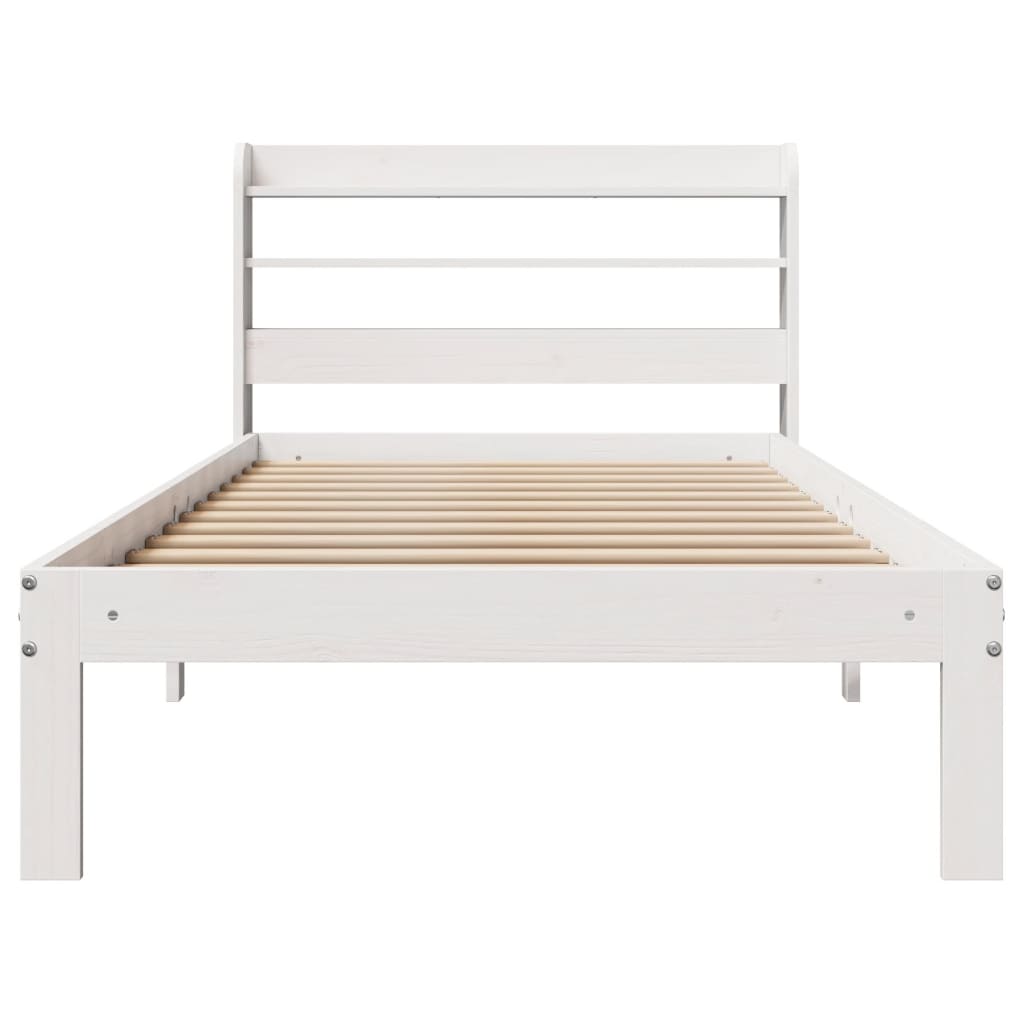 Bedframe met hoofdbord massief grenenhout wit 75x190 cm is nu te koop bij PeponiXL, paradijselijk wonen!
