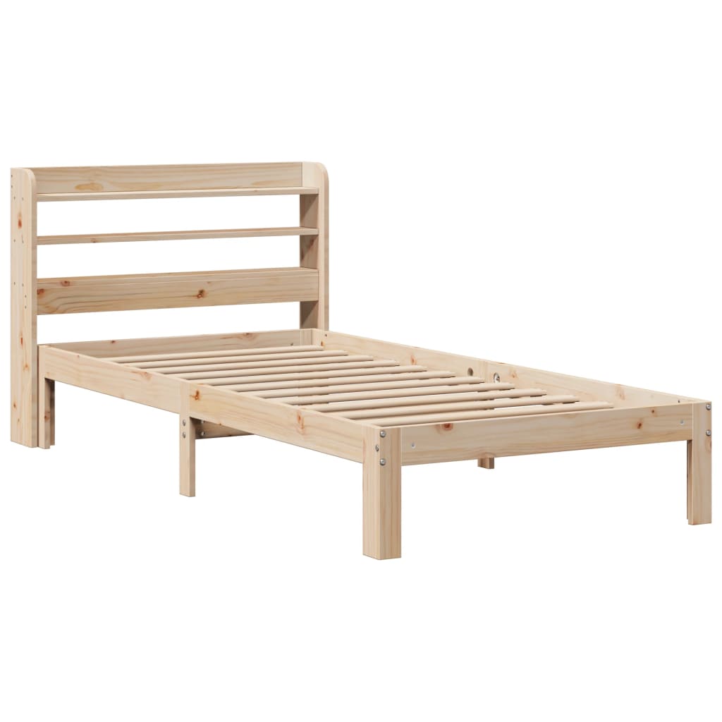 Bedframe met hoofdbord massief grenenhout 90x190 cm is nu te koop bij PeponiXL, paradijselijk wonen!