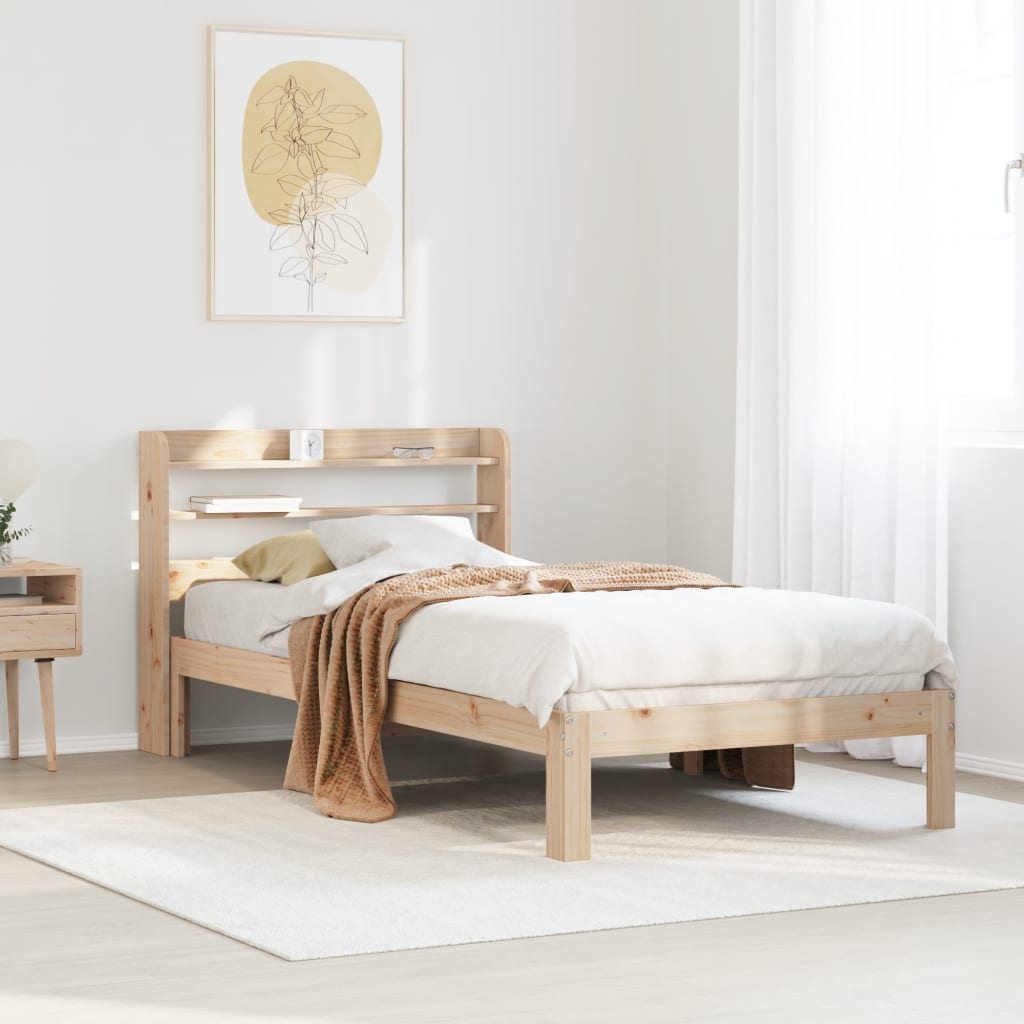 Bedframe met hoofdbord massief grenenhout 90x190 cm is nu te koop bij PeponiXL, paradijselijk wonen!