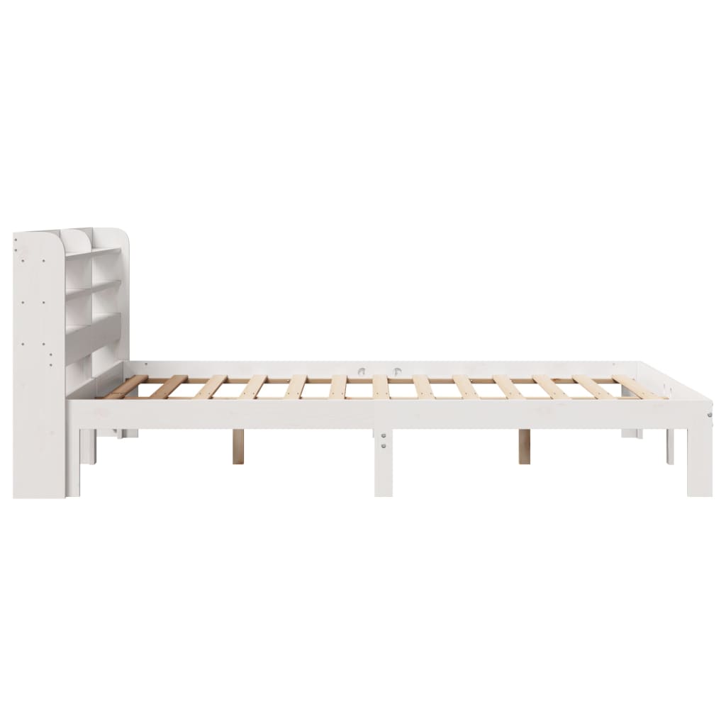 Bedframe met hoofdbord massief grenenhout wit 135x190 cm is nu te koop bij PeponiXL, paradijselijk wonen!