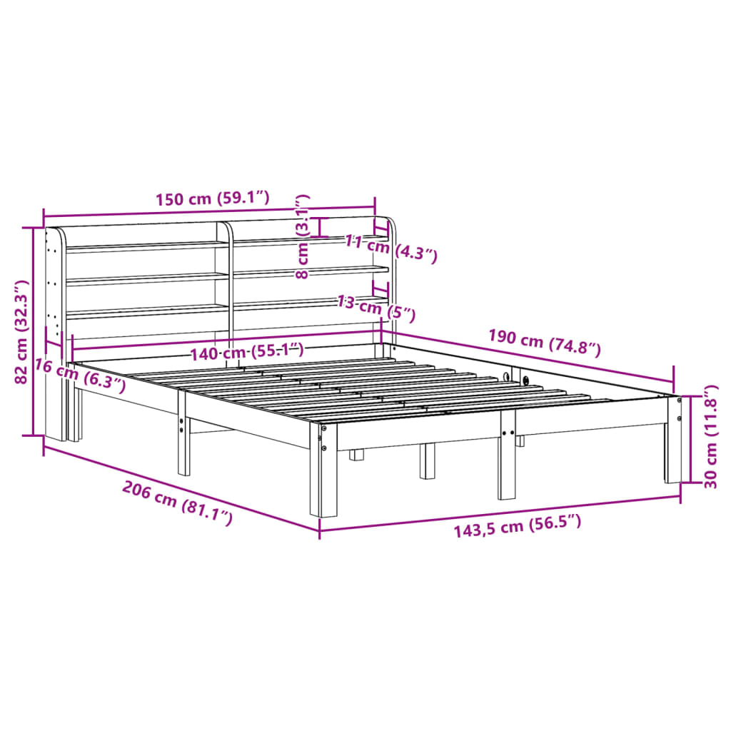 Bedframe met hoofdeinde zonder matras 140x190 cm wit is nu te koop bij PeponiXL, paradijselijk wonen!