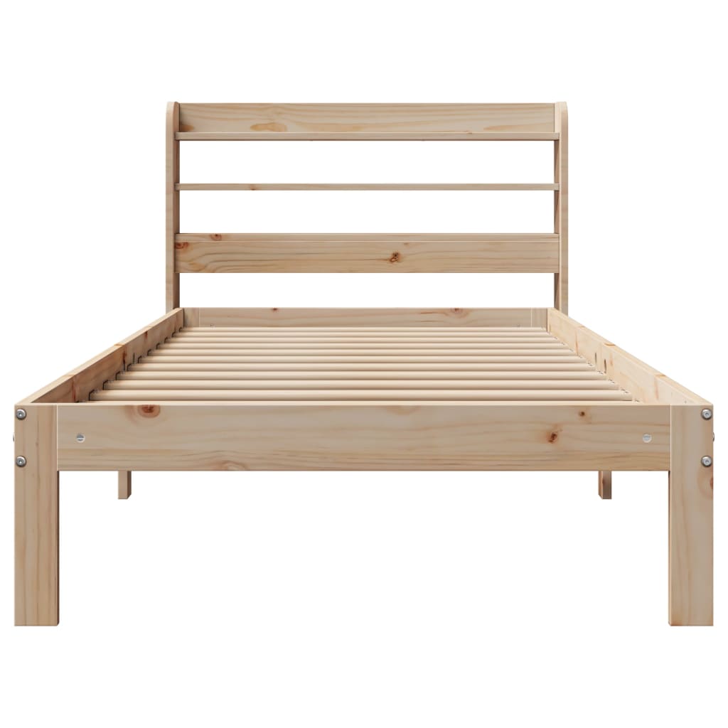 Bedframe met hoofdbord massief grenenhout 90x200 cm is nu te koop bij PeponiXL, paradijselijk wonen!