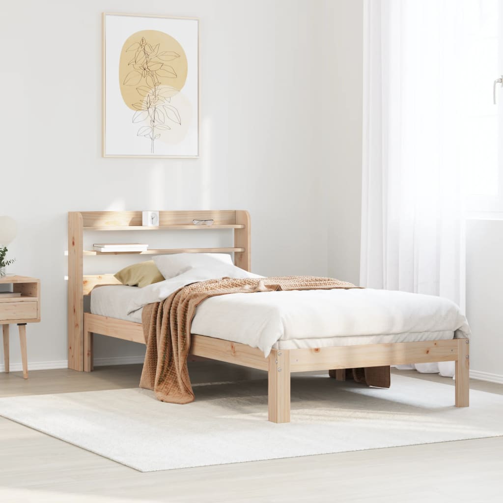 Bedframe met hoofdbord massief grenenhout 90x200 cm is nu te koop bij PeponiXL, paradijselijk wonen!