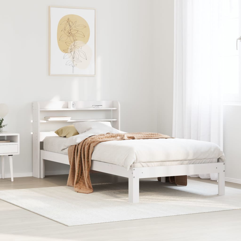 Bedframe met hoofdeinde zonder matras 90x200 cm wit is nu te koop bij PeponiXL, paradijselijk wonen!