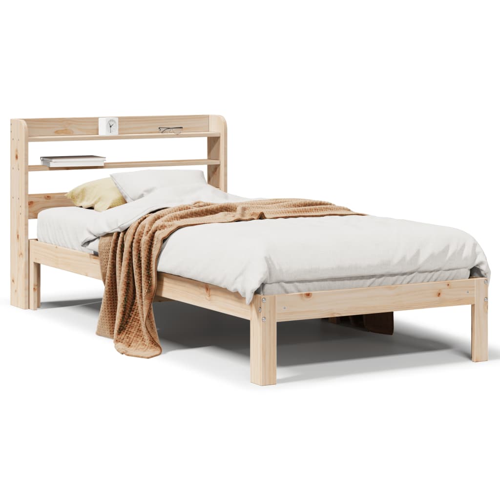 Bedframe met hoofdbord massief grenenhout 100x200 cm is nu te koop bij PeponiXL, paradijselijk wonen!