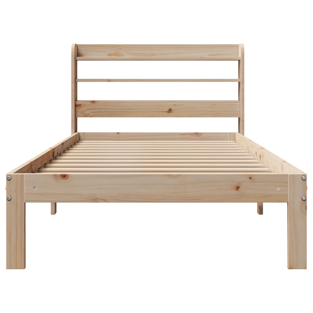 Bedframe met hoofdbord massief grenenhout 100x200 cm is nu te koop bij PeponiXL, paradijselijk wonen!
