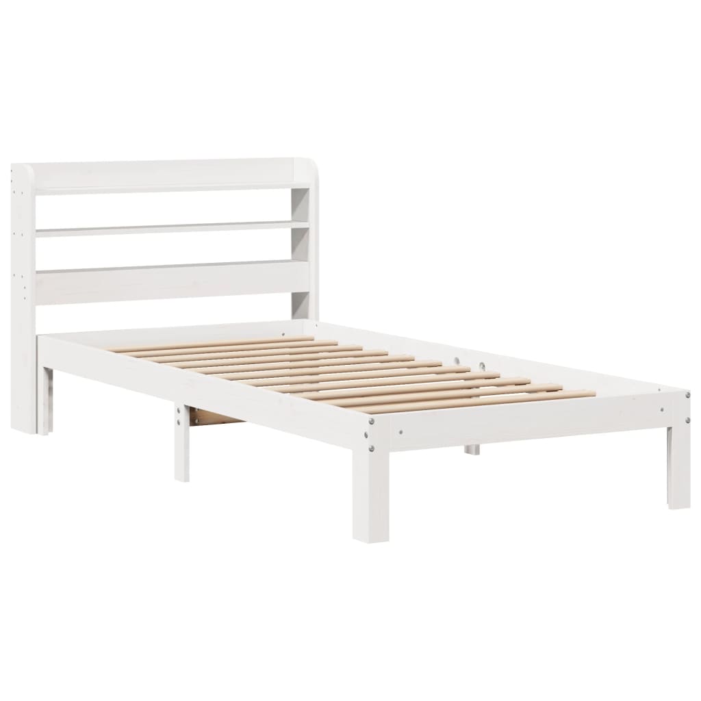 Bedframe met hoofdeinde zonder matras 100x200 cm wit is nu te koop bij PeponiXL, paradijselijk wonen!