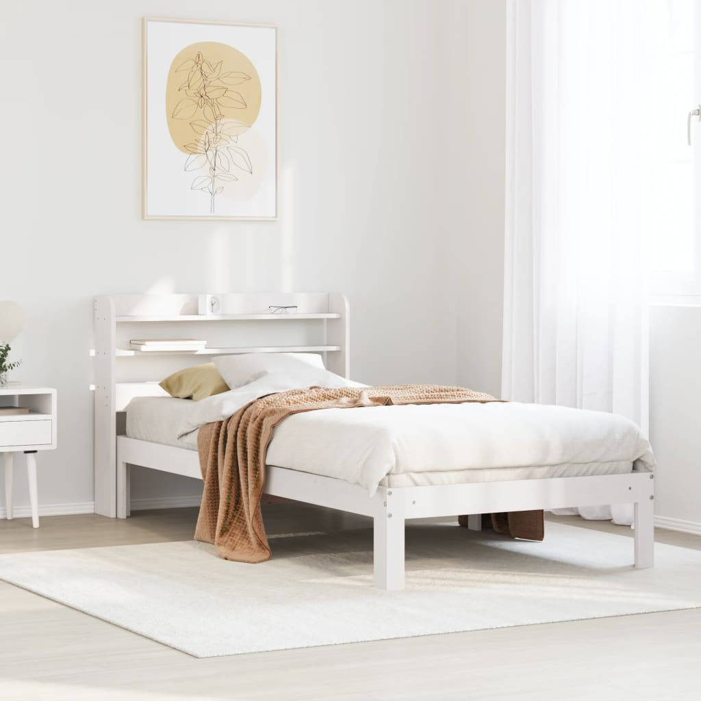Bedframe met hoofdeinde zonder matras 100x200 cm wit is nu te koop bij PeponiXL, paradijselijk wonen!
