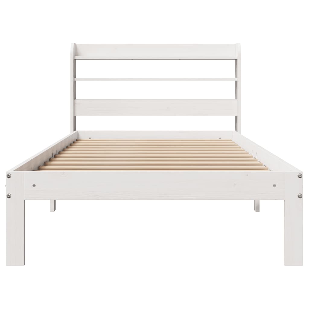 Bedframe met hoofdeinde zonder matras 100x200 cm wit is nu te koop bij PeponiXL, paradijselijk wonen!