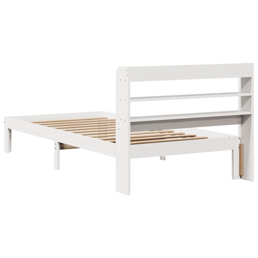 Bedframe met hoofdeinde zonder matras 100x200 cm wit is nu te koop bij PeponiXL, paradijselijk wonen!
