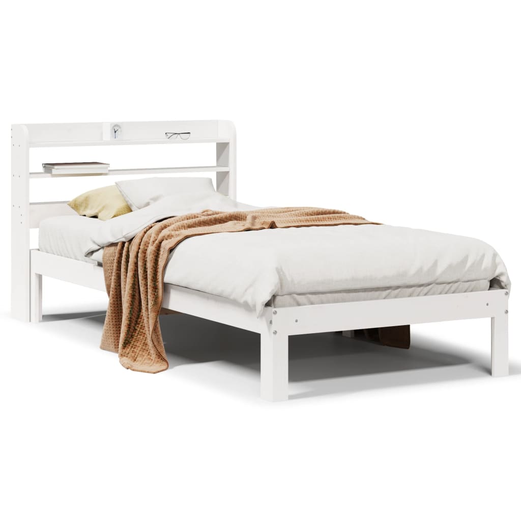 Bedframe met hoofdeinde zonder matras 100x200 cm wit is nu te koop bij PeponiXL, paradijselijk wonen!