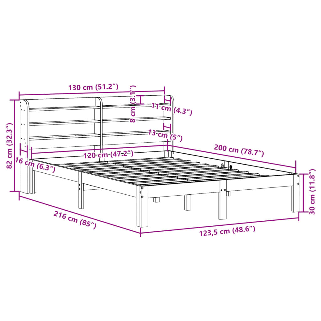 Bedframe met hoofdeinde zonder matras 120x200 cm wit is nu te koop bij PeponiXL, paradijselijk wonen!