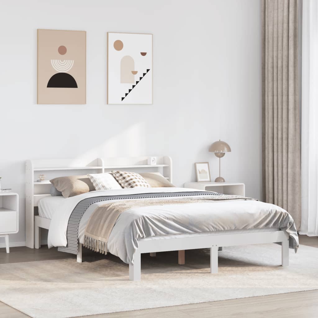 Bedframe met hoofdeinde zonder matras 120x200 cm wit is nu te koop bij PeponiXL, paradijselijk wonen!