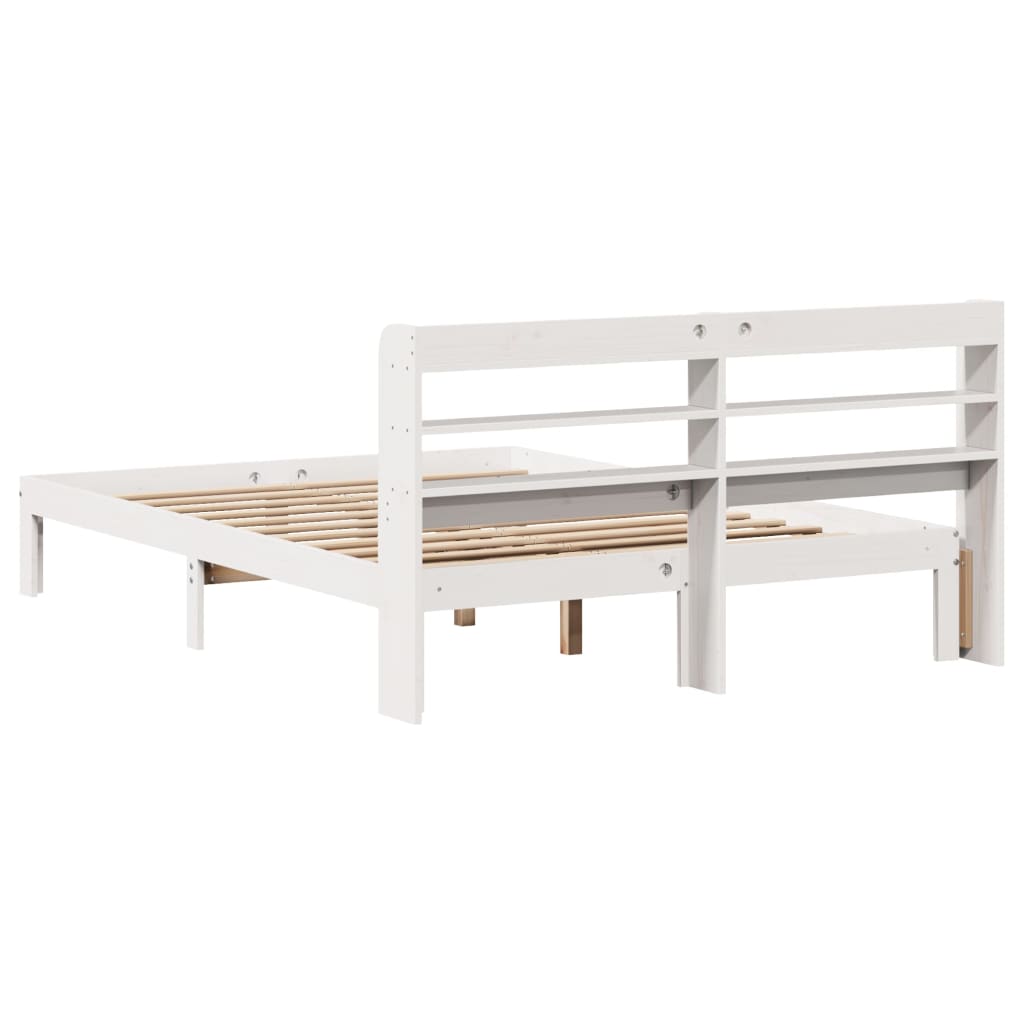 Bedframe met hoofdeinde zonder matras 140x200 cm wit is nu te koop bij PeponiXL, paradijselijk wonen!
