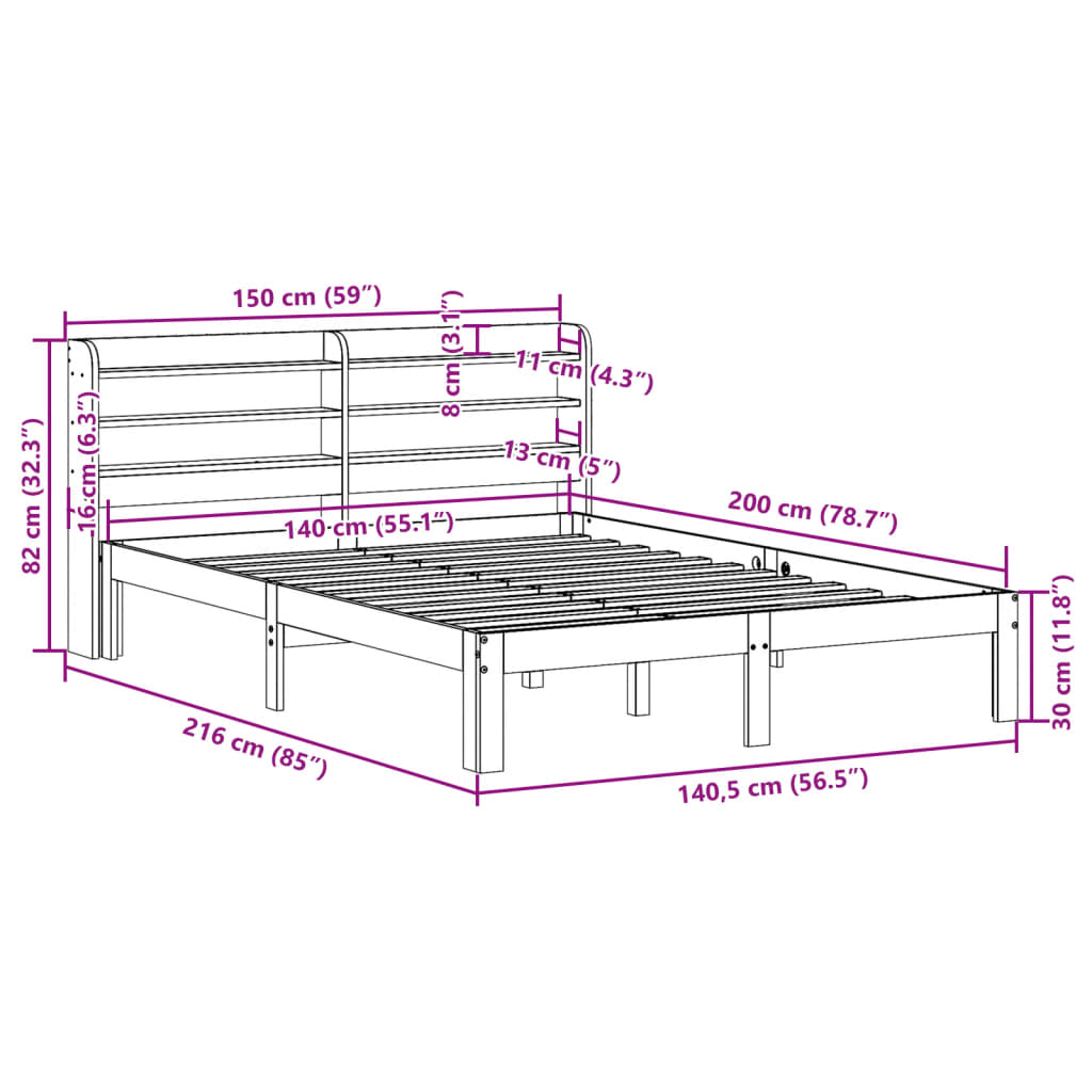 Bedframe met hoofdeinde zonder matras 140x200 cm wit is nu te koop bij PeponiXL, paradijselijk wonen!