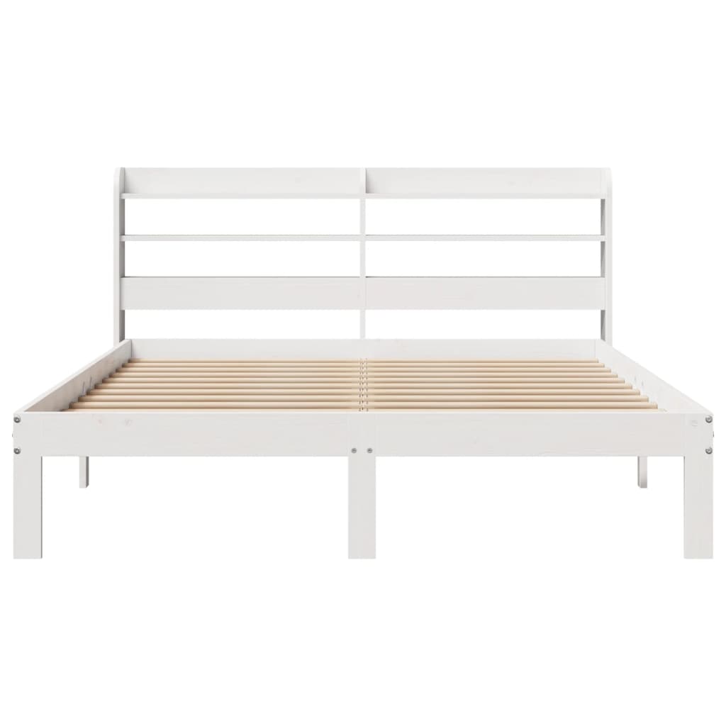 Bedframe met hoofdbord massief grenenhout wit 150x200 cm is nu te koop bij PeponiXL, paradijselijk wonen!