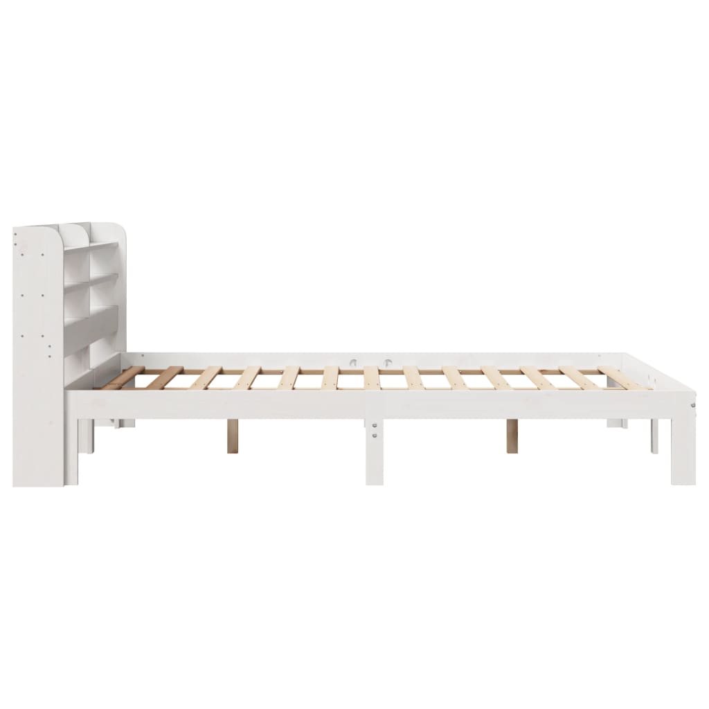 Bedframe met hoofdbord massief grenenhout wit 150x200 cm is nu te koop bij PeponiXL, paradijselijk wonen!