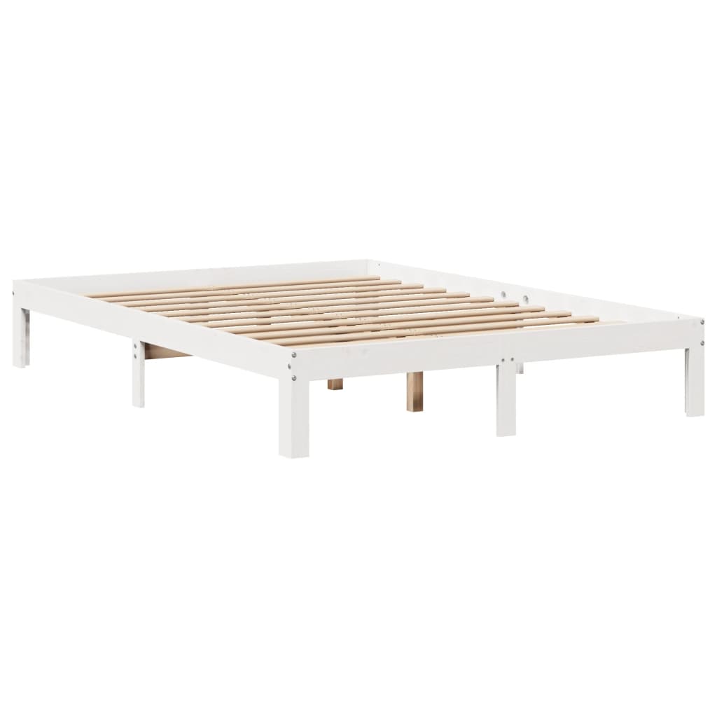 Bedframe met hoofdbord massief grenenhout wit 150x200 cm is nu te koop bij PeponiXL, paradijselijk wonen!