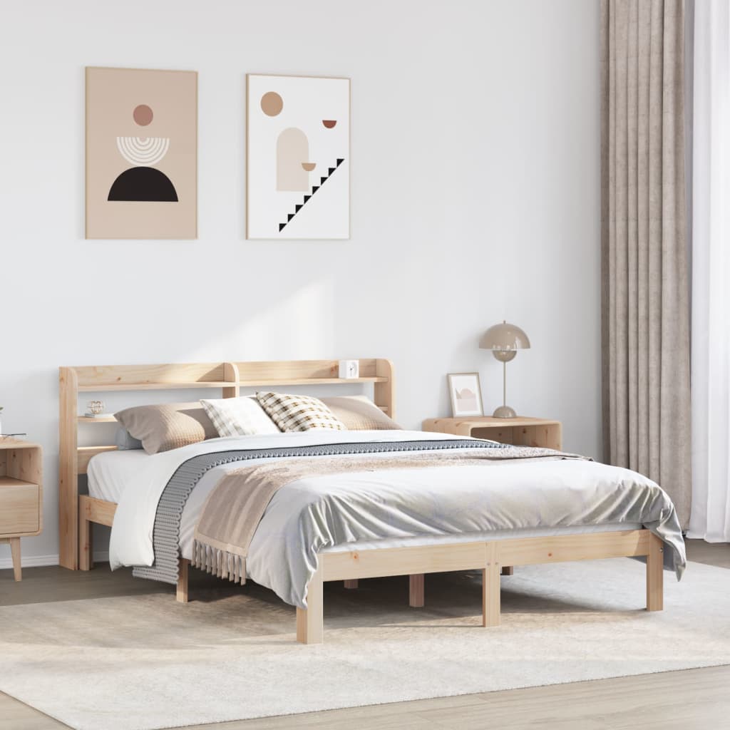 Bedframe met hoofdbord massief grenenhout 160x200 cm is nu te koop bij PeponiXL, paradijselijk wonen!