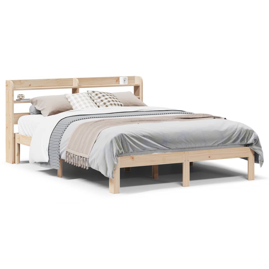 Bedframe met hoofdbord massief grenenhout 160x200 cm is nu te koop bij PeponiXL, paradijselijk wonen!