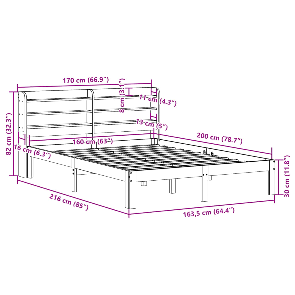 Bedframe met hoofdeinde zonder matras 160x200 cm wit is nu te koop bij PeponiXL, paradijselijk wonen!