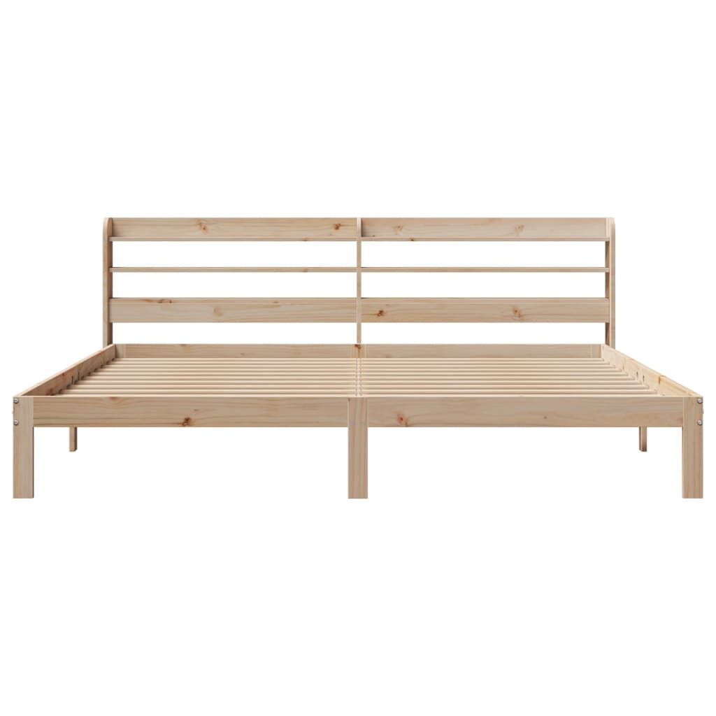 Bedframe met hoofdbord massief grenenhout 200x200 cm is nu te koop bij PeponiXL, paradijselijk wonen!