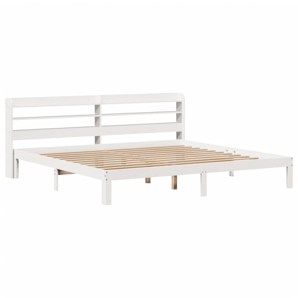Bedframe met hoofdeinde zonder matras 200x200 cm wit is nu te koop bij PeponiXL, paradijselijk wonen!