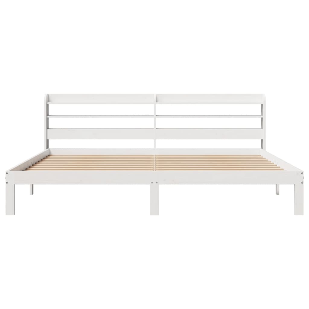 Bedframe met hoofdeinde zonder matras 200x200 cm wit is nu te koop bij PeponiXL, paradijselijk wonen!