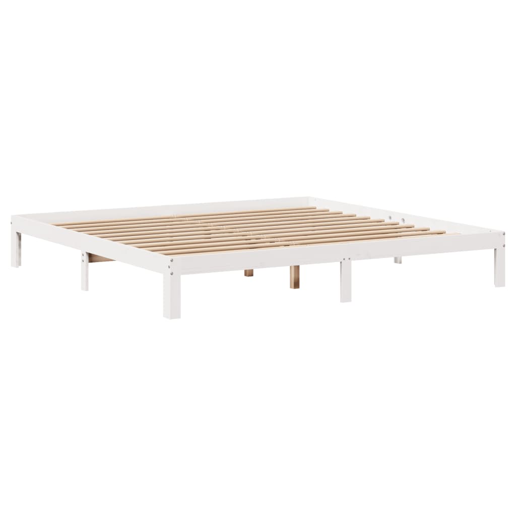 Bedframe met hoofdeinde zonder matras 200x200 cm wit is nu te koop bij PeponiXL, paradijselijk wonen!