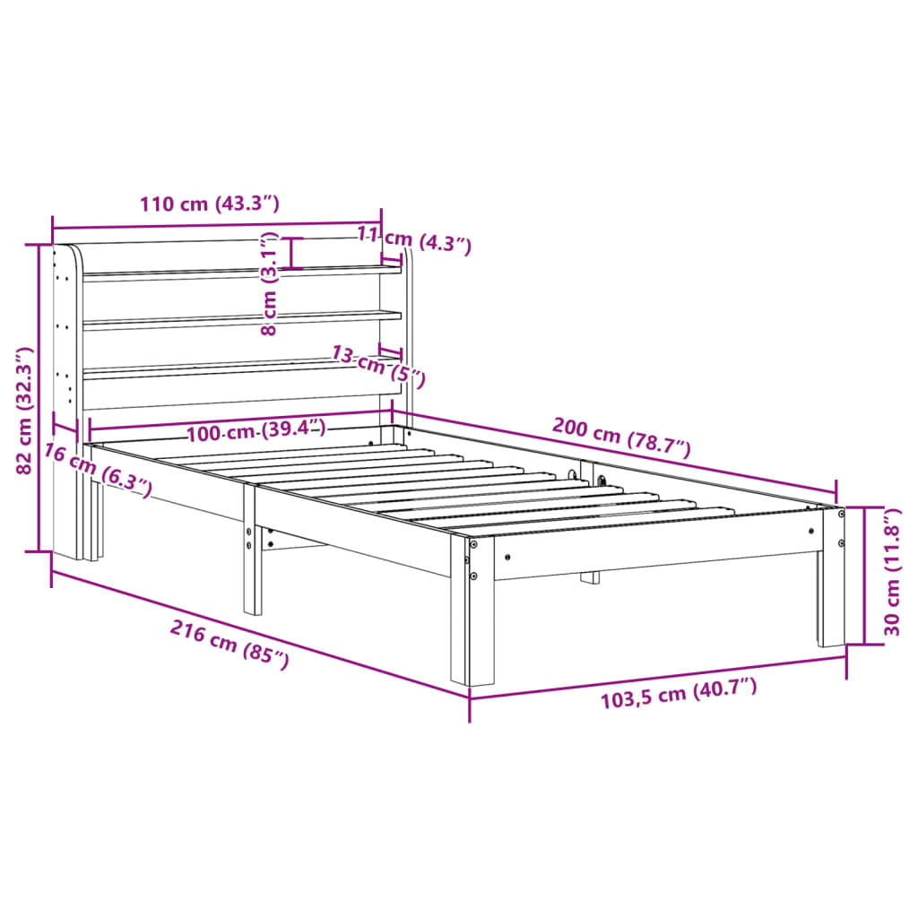Bedframe zonder matras massief grenenhout wasbruin 100x200 cm is nu te koop bij PeponiXL, paradijselijk wonen!