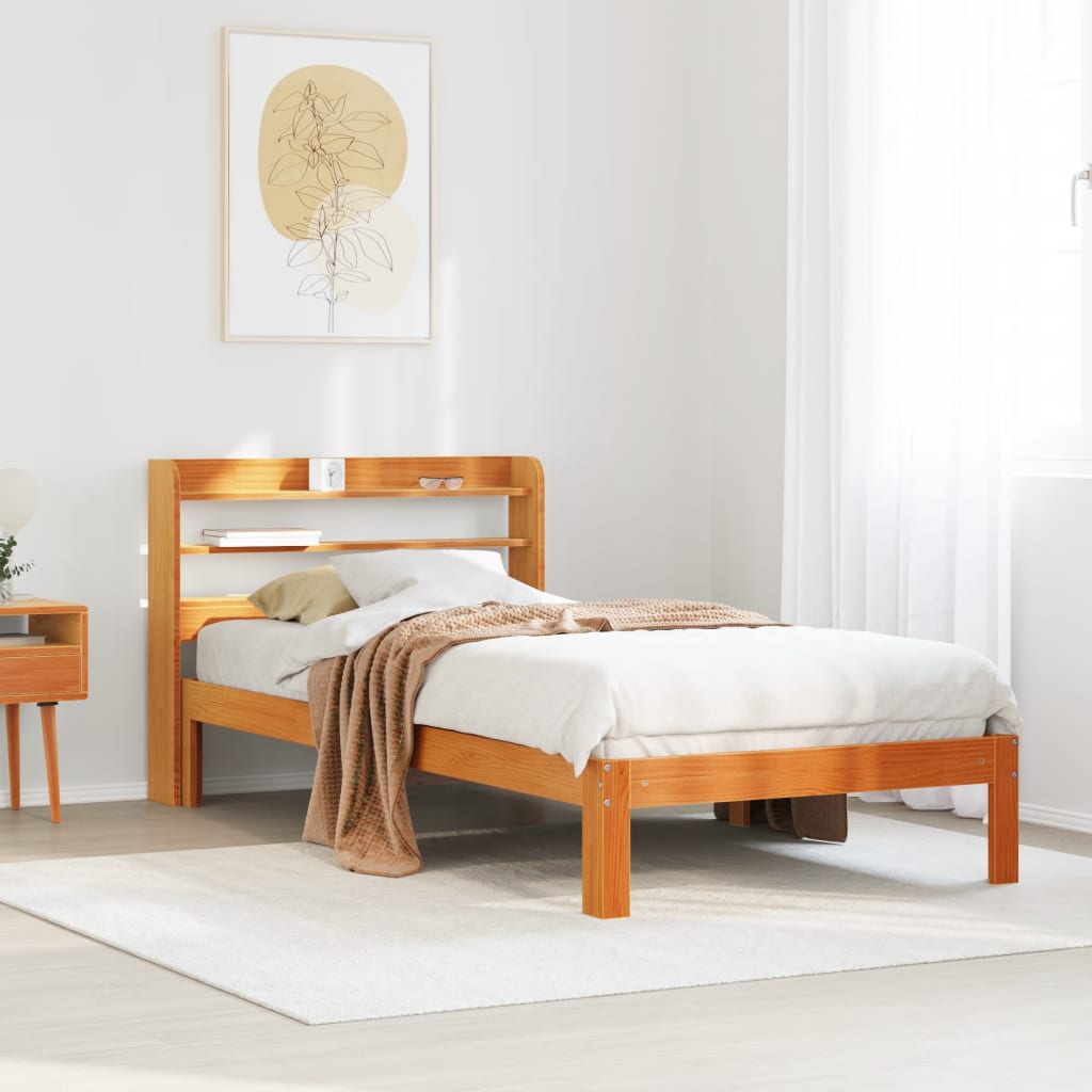 Bedframe zonder matras massief grenenhout wasbruin 100x200 cm is nu te koop bij PeponiXL, paradijselijk wonen!