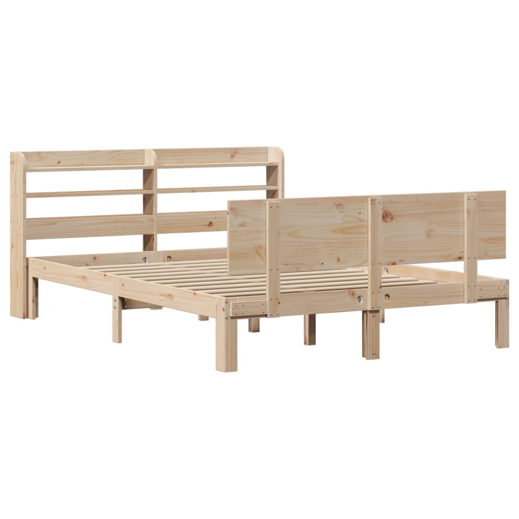Bedframe met hoofdbord massief grenenhout 120x190 cm is nu te koop bij PeponiXL, paradijselijk wonen!