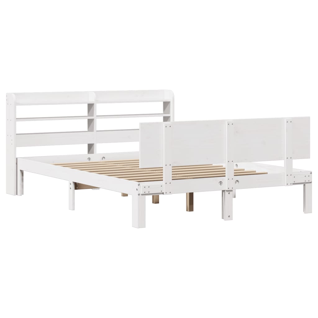 Bedframe met hoofdbord massief grenenhout wit 120x190 cm is nu te koop bij PeponiXL, paradijselijk wonen!
