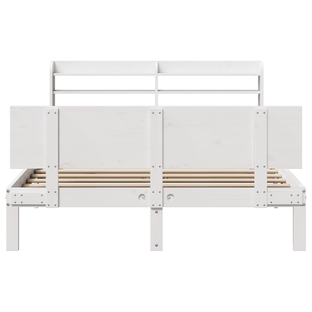 Bedframe met hoofdbord massief grenenhout wit 120x190 cm is nu te koop bij PeponiXL, paradijselijk wonen!
