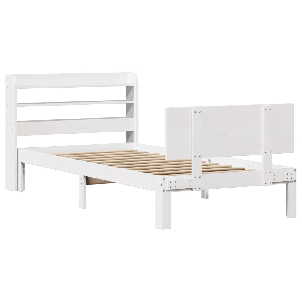 Bedframe met hoofdeinde zonder matras 100x200 cm wit is nu te koop bij PeponiXL, paradijselijk wonen!