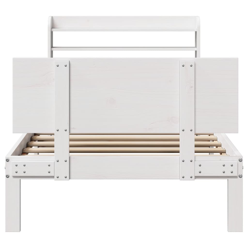 Bedframe met hoofdeinde zonder matras 100x200 cm wit is nu te koop bij PeponiXL, paradijselijk wonen!